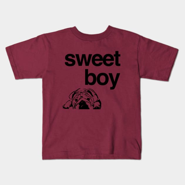 sweet boy cute dog lying Kids T-Shirt by BoogieCreates